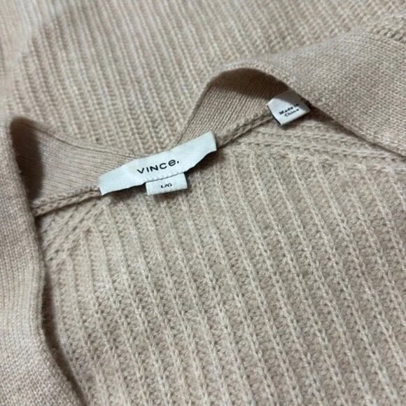 VINCE V-Neck Wool & Cashmere Cardigan, H Wafer, Size Large - Picture 5 of 10